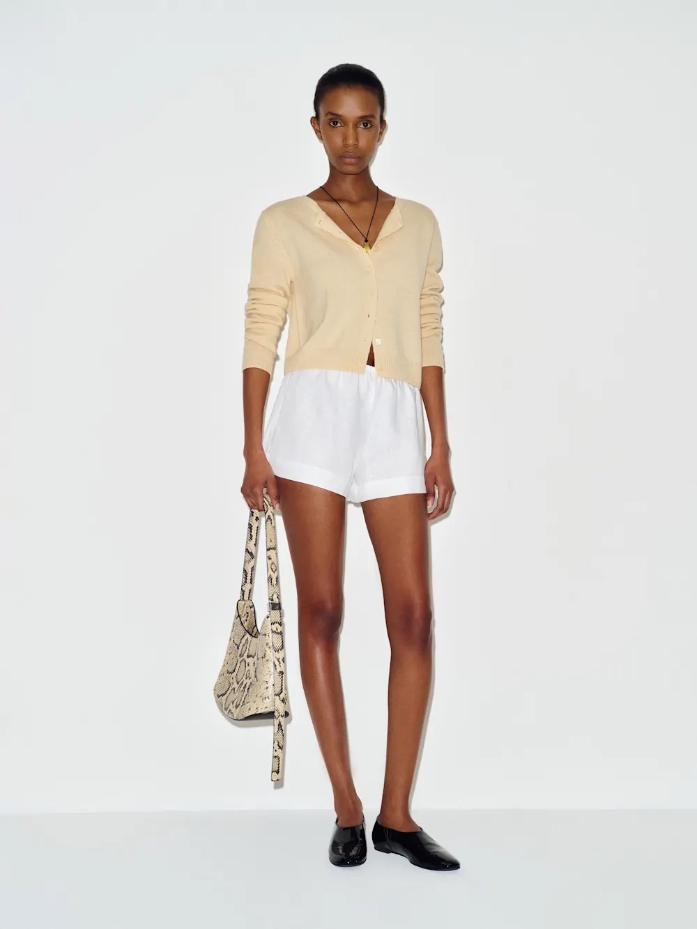Reformation Zoey white linen shorts
